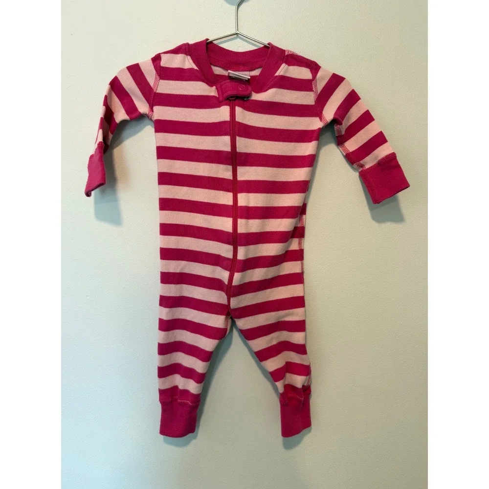 Hanna Andersson Pink Striped Organic Cotton Sleeper Pajamas 3-6 Months 60cm